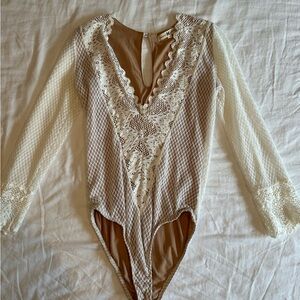 Nightcap Clothing white lace bodysuit